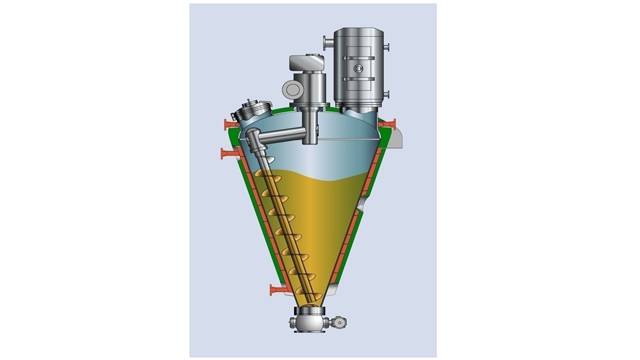 Single cone vacuum dryer