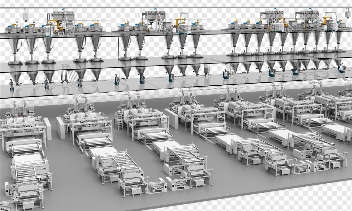 CENTRALIZED FEEDING AND MIXING SYSTEM FOR PHOTOVOLTAIC FILM