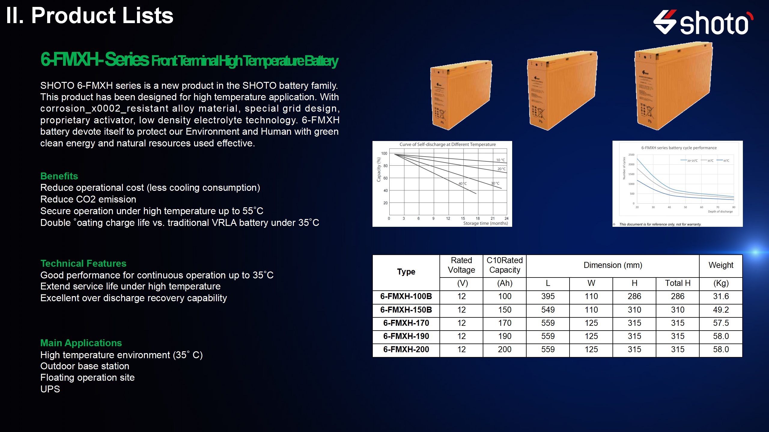 12V Narrow High Temperature Valve Regulated Sealed Lead Acid Battery