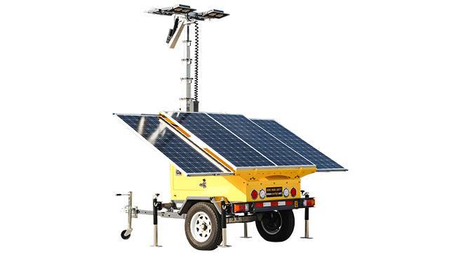 Hydraulic solar lighting tower