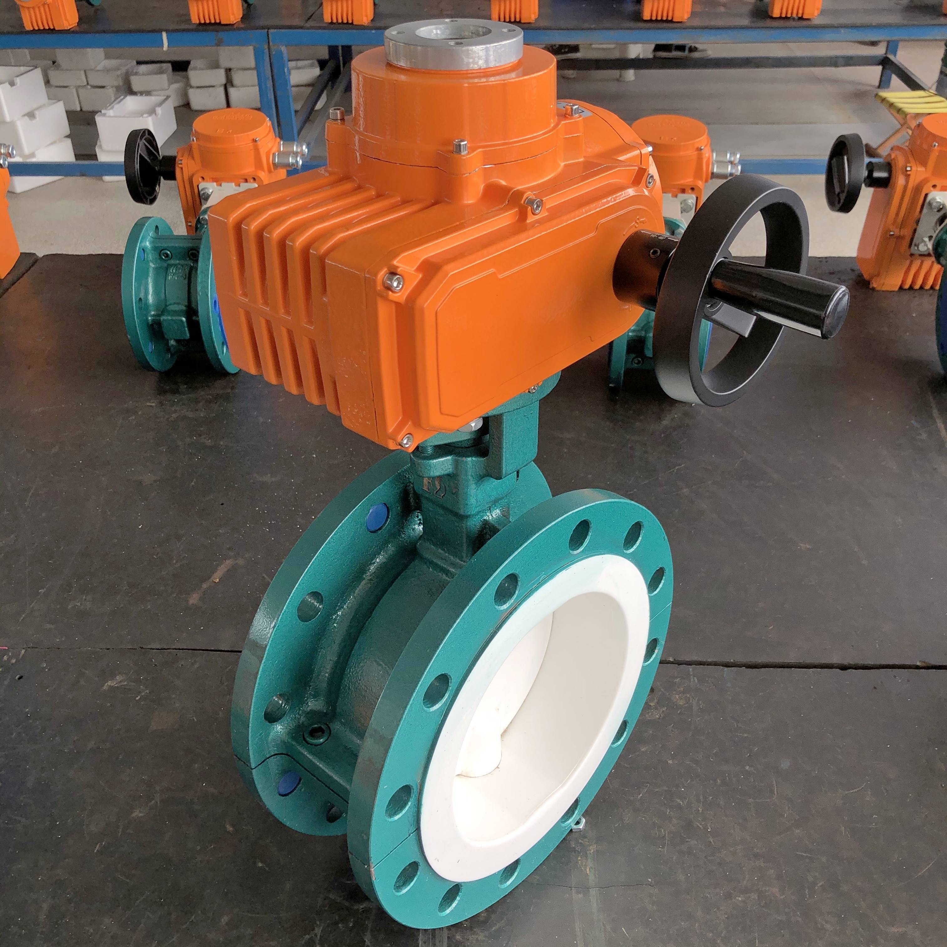 Fluorine lined electric butterfly valve