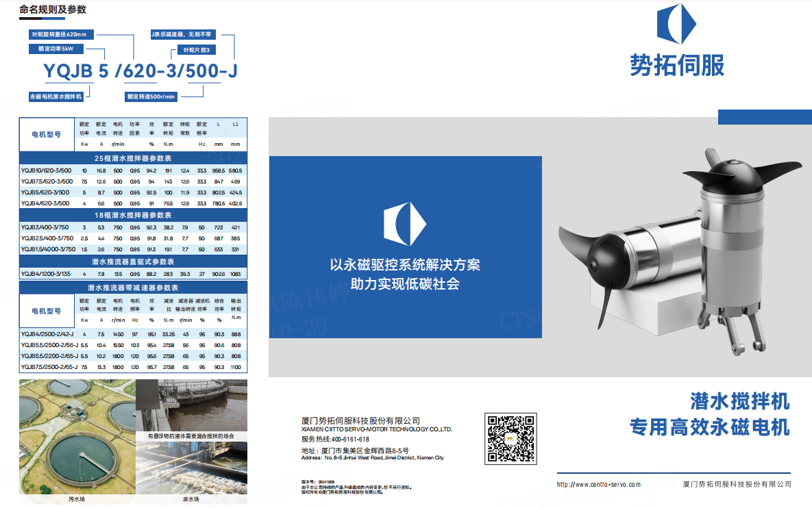 Special high-efficiency permanent magnet motor for submersible mixer