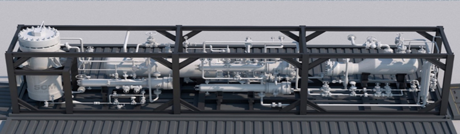 Small efficient synthetic ammonia skid device